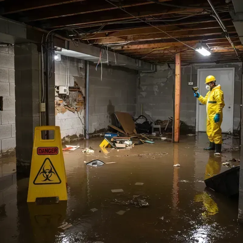 Flooded Basement Electrical Hazard in Edwardsville, IL Property